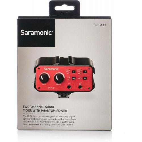  [아마존베스트]Saramonic SLR PAX1Two-Channel Audio Mixer/Pre-amp Microphone Adaptor with Phantom Power Dual XLR 6.3mm, 3.5mm + 3.5mm Line Out for DSLR, mirrorless, or Camcorders