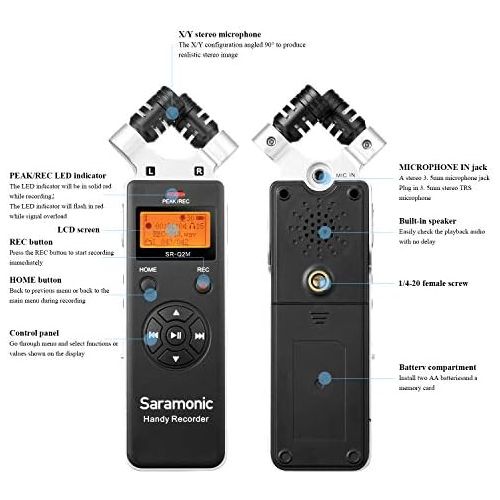  [아마존베스트]Saramonic SR-Q2M Metal Handheld Audio Recorder with Integrated X/Y Stereo Microphone