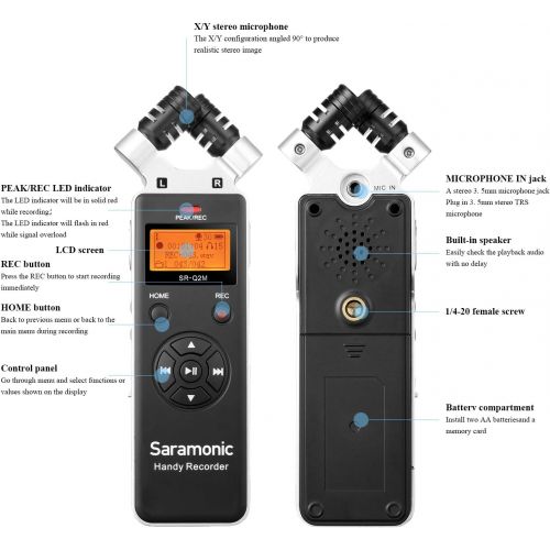  [아마존베스트]Saramonic SR-Q2M Metal Handheld Audio Recorder with Integrated X/Y Stereo Microphone