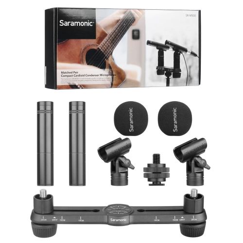  Saramonic Paired Acoustic Studio Condenser Microphones with Adjustable Mount Professional Video Microphone (SR-M500)