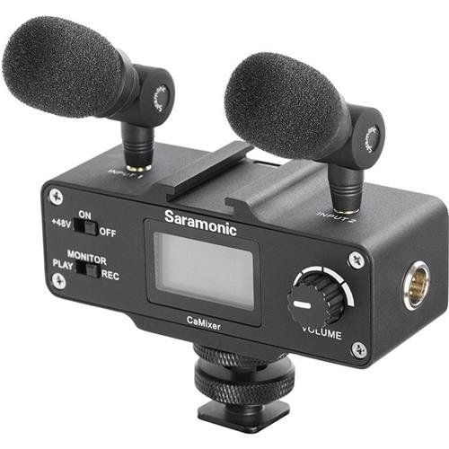  Saramonic CaMixer Microphone Kit with Dual Stereo Condenser Mics, Digital Mixer & XLRMini-XLR Input with +48V Phantom Power Preamp - for DSLR Cameras and Camcorders