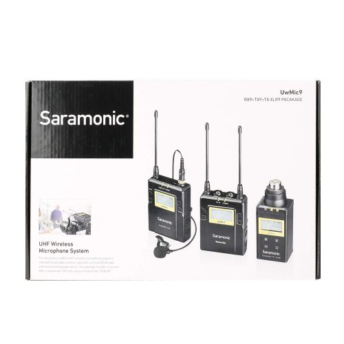 Saramonic UWMIC9 UHF Wireless Lavalier + XLR Transmitter Microphone System with Bodypack Transmitter + Lav Mic, XLR Plug-inTransmitter, Receiver, Shoe Mount, XLR3.5mm Outputs Inte