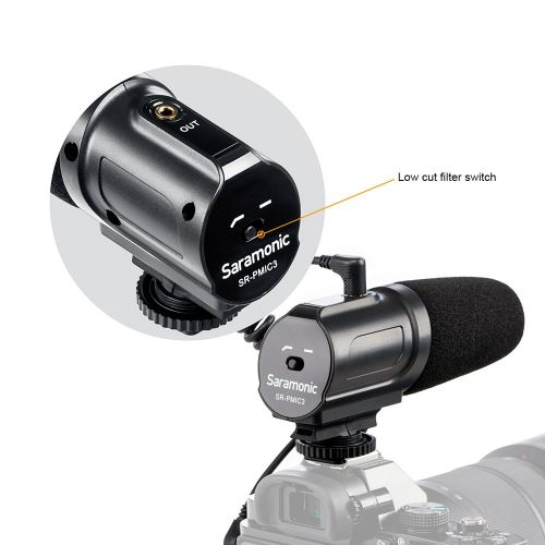  Saramonic SR-PMIC3 Surround Recording Microphone 40Hz-10kHz Battery-Free Operation with Integrated Shockmount Low-Cut Filter for DSLR Cameras Camcorders with Pergear Cleaing Kit