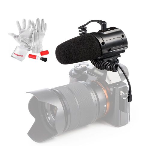  Saramonic SR-PMIC3 Surround Recording Microphone 40Hz-10kHz Battery-Free Operation with Integrated Shockmount Low-Cut Filter for DSLR Cameras Camcorders with Pergear Cleaing Kit