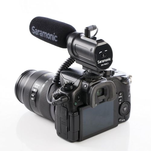  Saramonic SR-PMIC1 Super-Cardioid Unidirectional Condenser Microphone with Integrated Shockmount, Low-Cut Filter & Battery-Free Operation for DSLR Cameras & Camcorders