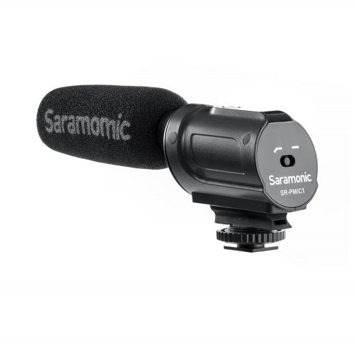  Saramonic SR-PMIC1 Super-Cardioid Unidirectional Condenser Microphone with Integrated Shockmount, Low-Cut Filter & Battery-Free Operation for DSLR Cameras & Camcorders