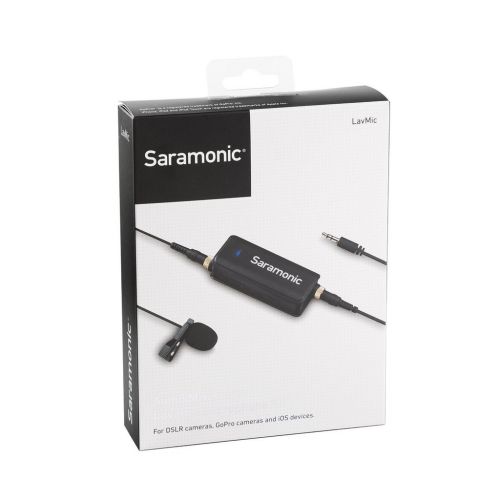  Saramonic SR-LavMic Premium Lavalier Microphone for iPhoneAndroid Smartphones, GoPro, DSLR Cameras, Camcorders & Portable Recorders Bundle with Cleaning Cloth and 2 AAA Batteries