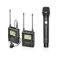 Saramonic 96-Channel UHF Wireless Lavalier Microphone System 1 Bodypack Transmitter, 1 Handheld Transmitter and 1 Receiver for Canon Nikon Sony Panasonic DSLR Camera,XLR Camcorder