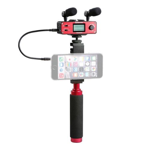  Saramonic SmartMixer Professional Recording Stereo Microphone with Dual Stereo Mic, Audio Mixer and Stabilizing Rig for iPhone and Samsung Android Smartphone