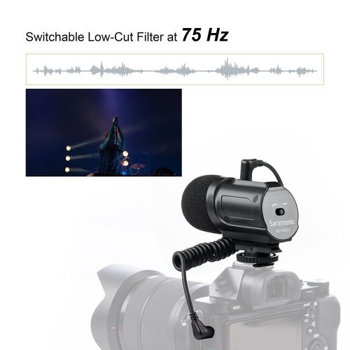  Saramonic SR-PMIC2 Mini Stereo Condenser Microphone with Integrated Shockmount, Low-Cut Filter & Battery-Free Operation for DSLR Cameras & Camcorders