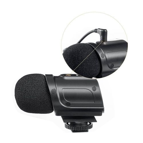  Saramonic SR-PMIC2 Mini Stereo Condenser Microphone with Integrated Shockmount, Low-Cut Filter & Battery-Free Operation for DSLR Cameras & Camcorders