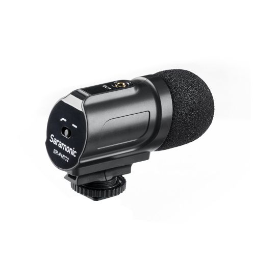  Saramonic SR-PMIC2 Mini Stereo Condenser Microphone with Integrated Shockmount, Low-Cut Filter & Battery-Free Operation for DSLR Cameras & Camcorders