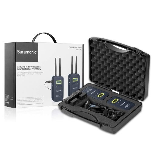  Saramonic Vmiclink5 Hi-Fi 5.8GHz 3-Channel Wireless Lavalier Microphone System with Transmitter & Receiver for DSLR Cameras Camcorder TV Gathering Professional Interview Speech Mic