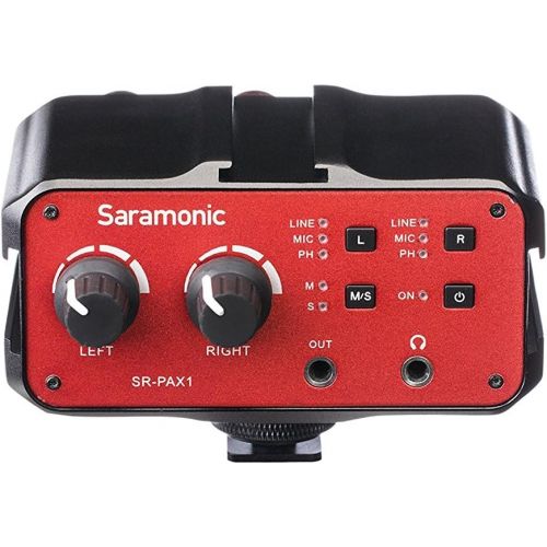  DSLR Preamp,Audio Mixer, Saramonic PAX1 Microphone Adapter with Phantom Power, Dual XLR, 6.3mm, 3.5mm Inputs + 3.5mm Output for DSLR Camera, Mirrorless, or Camcorders