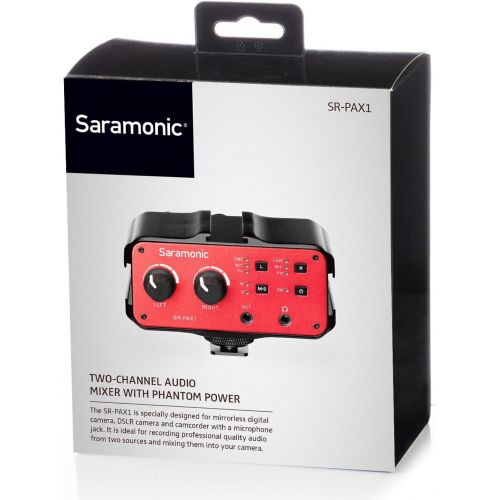  DSLR Preamp,Audio Mixer, Saramonic PAX1 Microphone Adapter with Phantom Power, Dual XLR, 6.3mm, 3.5mm Inputs + 3.5mm Output for DSLR Camera, Mirrorless, or Camcorders