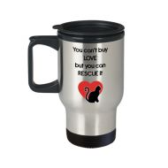 /SarcasticCoffeeMugs You Can’t Buy Love But You Can Rescue It Travel Mug - Cat Lover Gifts - Funny Tea Hot Cocoa Insulated Tumbler - Novelty Birthday