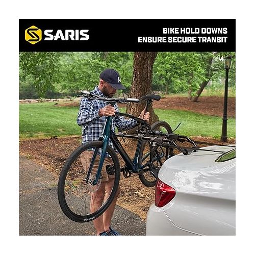  Saris Guardian Trunk Bike Rack - Foldable and Compact, American-Made Steel, Easy Assembly, Secure Bike Transit, Fits Most Sedans, Hatchbacks, Vans for Bikes up to 35 lbs. Each