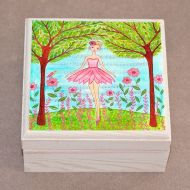 /Sascalia Ballerina Jewelry Box, Ballet Dancer Wooden Jewelry Box, Girls Trinket Box