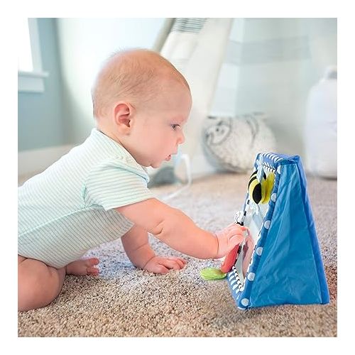  Sassy Tummy Time Floor Mirror | Developmental Baby Toy | Newborn Essential for Tummy Time | Great Shower Gift, Blue, 10 Inch (Pack of 1)