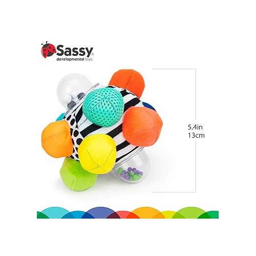  Sassy Developmental Bumpy Ball | Easy to Grasp Bumps Help Develop Motor Skills | for Ages 6 Months and Up | Colors May Vary 5.5 long x 7.5 wide x 8.9 high