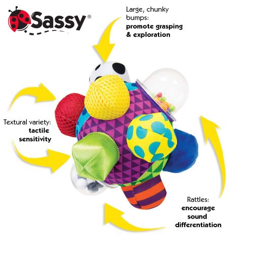  Sassy Developmental Bumpy Ball | Easy to Grasp Bumps Help Develop Motor Skills | for Ages 6 Months and Up