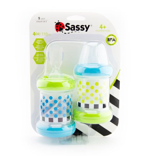  [아마존베스트]Sassy Baby Food Nurser  4+ Months Set of 2- 4oz 100% Silicone Nipple and Spoon BPA-Free