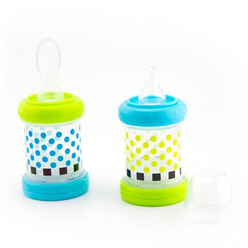  [아마존베스트]Sassy Baby Food Nurser  4+ Months Set of 2- 4oz 100% Silicone Nipple and Spoon BPA-Free