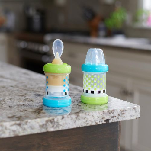  [아마존베스트]Sassy Baby Food Nurser  4+ Months Set of 2- 4oz 100% Silicone Nipple and Spoon BPA-Free