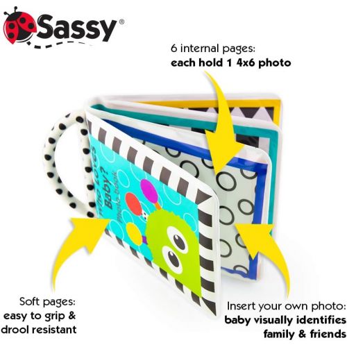  [아마존베스트]Sassy Developmental Look Book Photo Album | High Contrast Colors and Patterns | Drool Resistant Pages Hold Photos | Great Baby Shower Gift