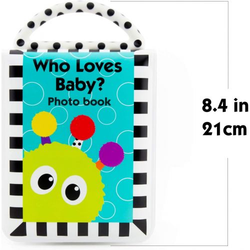  [아마존베스트]Sassy Developmental Look Book Photo Album | High Contrast Colors and Patterns | Drool Resistant Pages Hold Photos | Great Baby Shower Gift