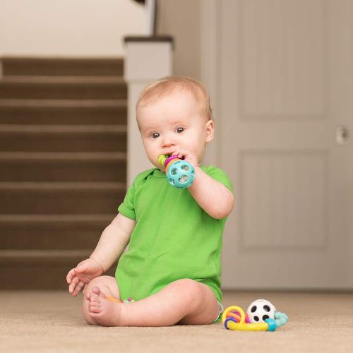  [아마존베스트]Sassy My First Rattles Newborn Gift Set with 3 Soft and Flexible Rattles, Ages 0+ Months