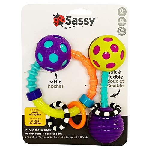  [아마존베스트]Sassy My First Bend & Flex Rattle Set - 2 Piece - for Ages 0+ Months