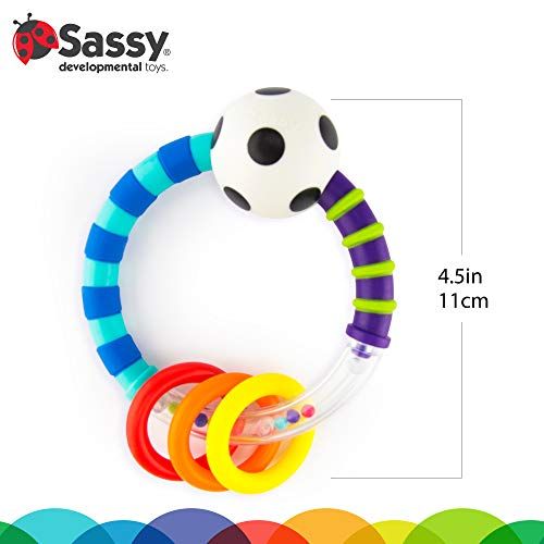  Sassy Ring Rattle | Developmental Baby Toy for Early Learning | High Contrast | For Ages Newborn and Up