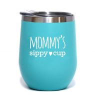 SassyCups Mom Tumbler - Mommys Sippy Cup - 12 oz Stainless Steel Stemless Wine Tumbler with Lid - Wine Tumbler Sippy Cup for Moms