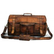 Satchel And Fable Leather Flap Weekend Duffel Travel Cabin Holdall Gym Sports Luggage 22 inch