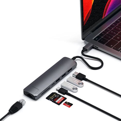 사테치 Satechi USB Type-C Slim Multi-Port with Ethernet Adapter (Space Gray)