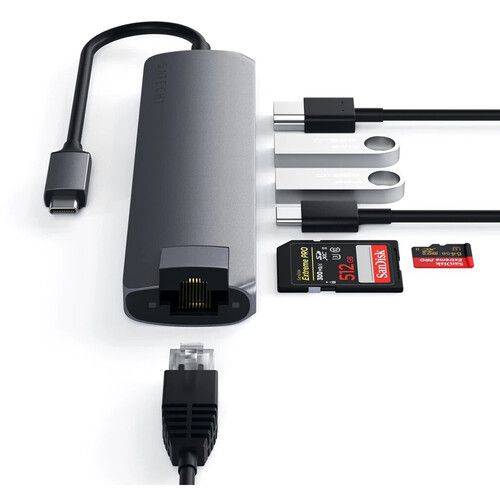 사테치 Satechi USB Type-C Slim Multi-Port with Ethernet Adapter (Space Gray)