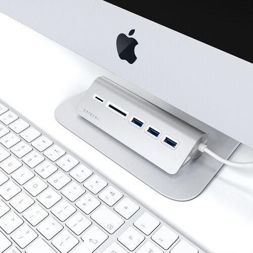 사테치 Satechi Aluminum USB Hub & Card Reader (Silver)