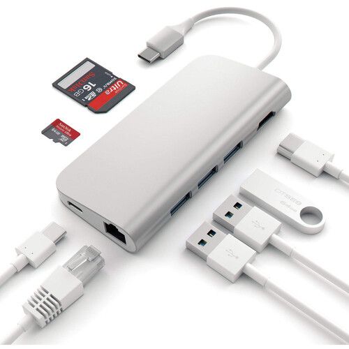 사테치 Satechi 8-in-1 USB Type-C Multi-Port Adapter (Silver)
