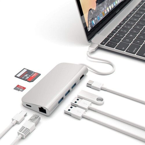 사테치 Satechi 8-in-1 USB Type-C Multi-Port Adapter (Silver)