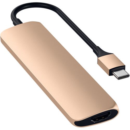 사테치 Satechi Slim Aluminum USB Type-C Multi-Port Adapter V2 (Gold)