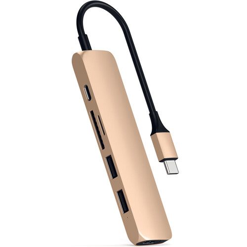 사테치 Satechi Slim Aluminum USB Type-C Multi-Port Adapter V2 (Gold)