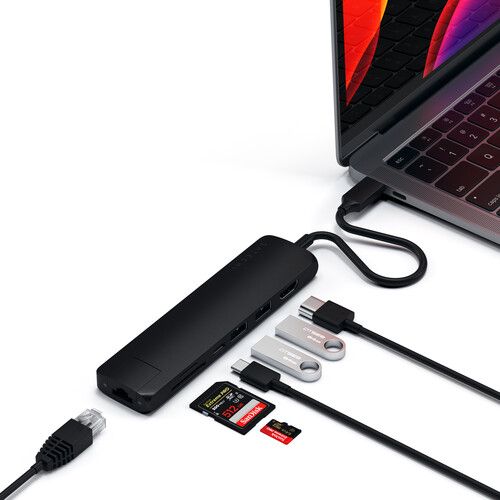 사테치 Satechi USB Type-C Slim Multi-Port with Ethernet Adapter (Black)