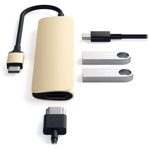 사테치 Satechi USB Type-C 4-in-1 Slim Multi-Port Adapter (Gold)