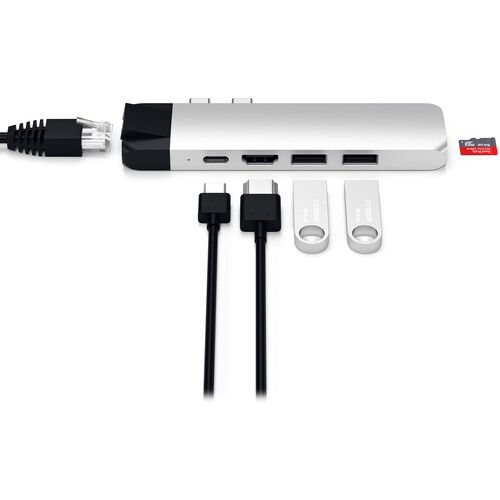 사테치 Satechi USB Type-C Pro Hub Adapter with Ethernet (Silver)