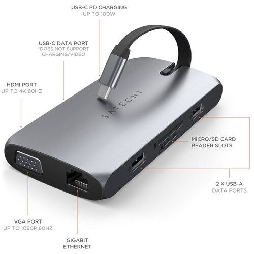 사테치 Satechi USB Type-C On-the-Go Multiport Adapter (Space Gray)