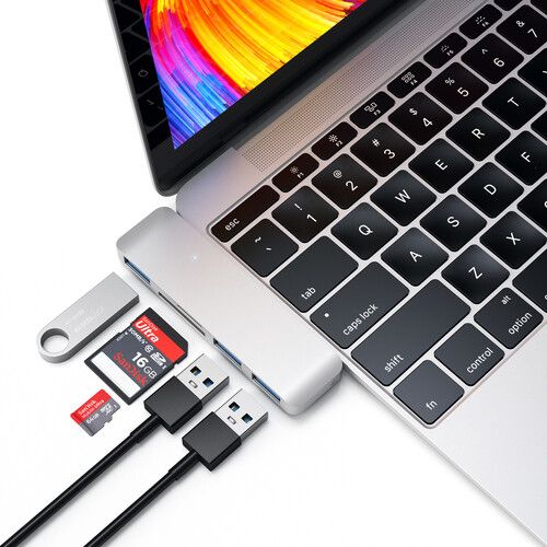 사테치 Satechi USB 3.0 Type-C 3-In-1 Combo Hub (Silver)