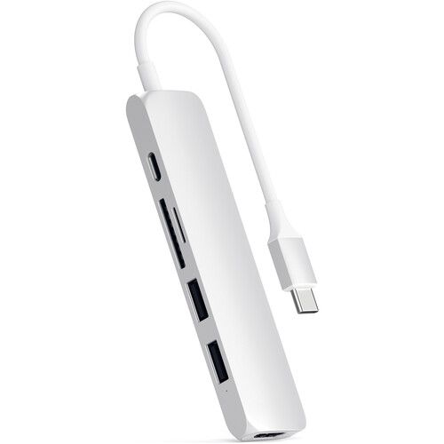 사테치 Satechi Slim Aluminum USB Type-C Multi-Port Adapter V2 (Silver)