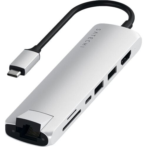 사테치 Satechi USB Type-C Slim Multi-Port with Ethernet Adapter (Silver)