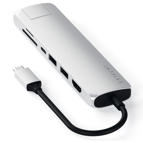사테치 Satechi USB Type-C Slim Multi-Port with Ethernet Adapter (Silver)